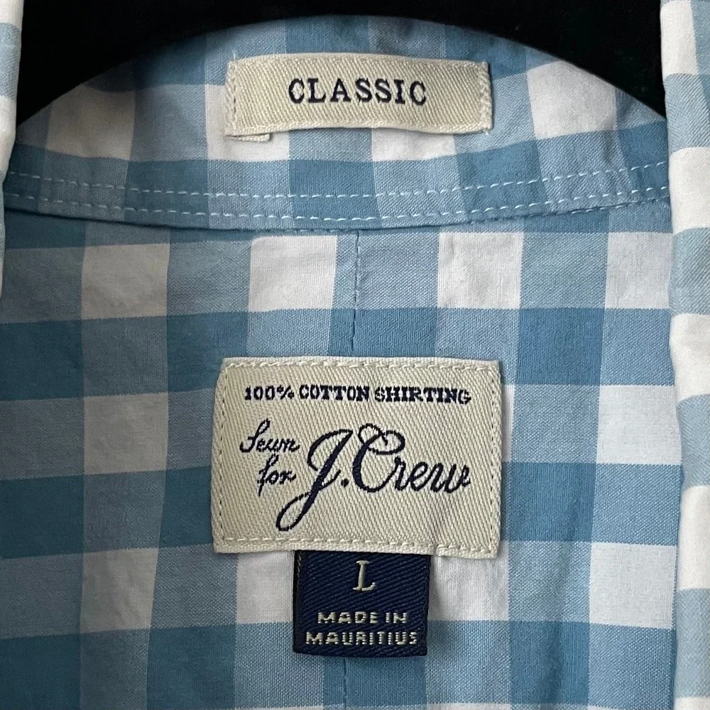 J. Crew‎ Shirt Mens Large Classic Gingham Check Button Down Cotton Lightweight